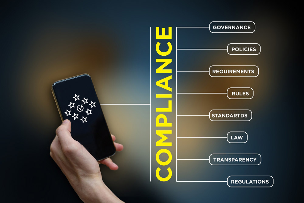 Graphic showing a checklist of data compliance regulations